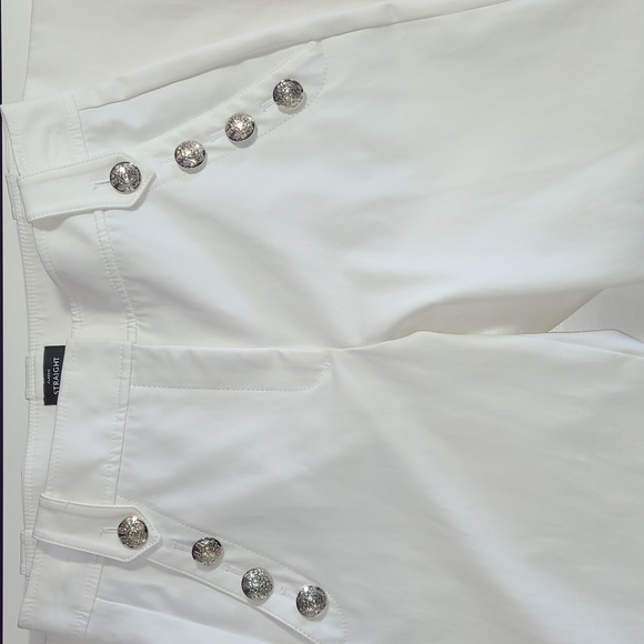 WhiteHouse Black Market  off White  pants 2 front pockets Silver Buttons 8P used - Picture 3 of 16